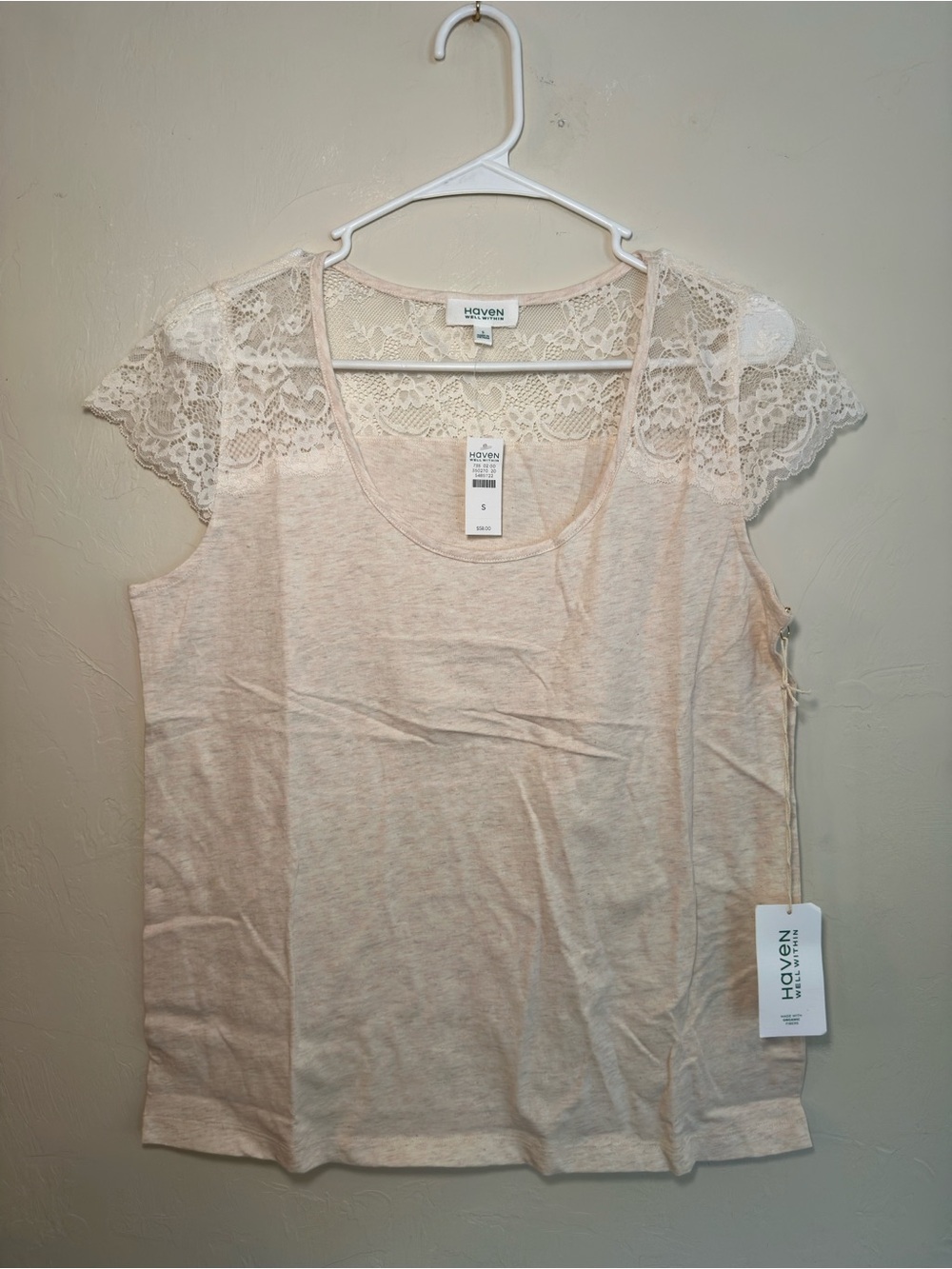 Haven Lace Cap Sleeve Scoop Neck Top - Cream